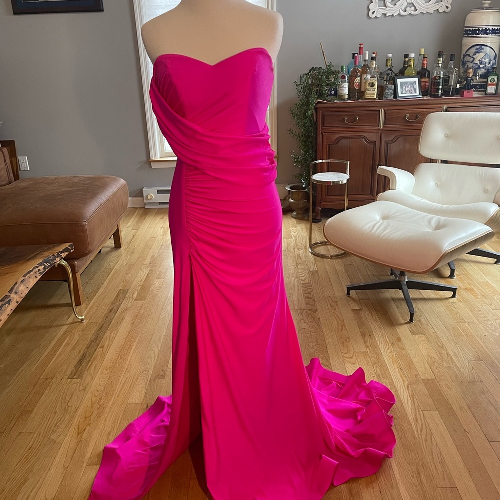 Ladivine Hot Pink One-Shoulder Gown | Size 4 | Worn Once